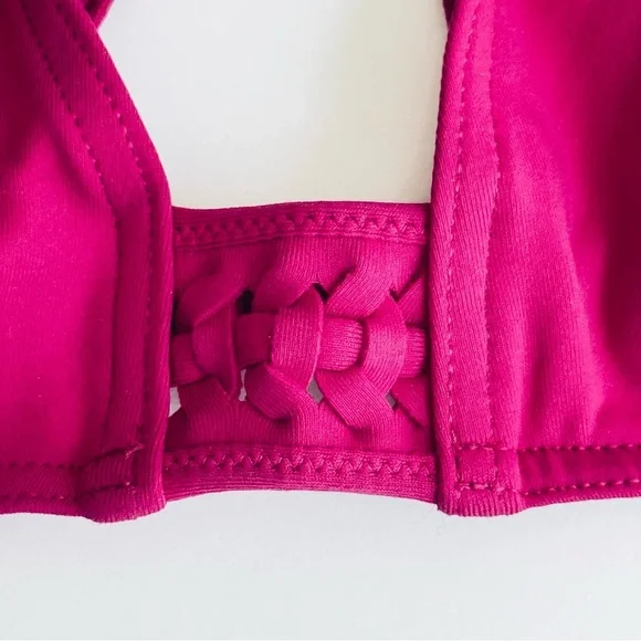 NWT ERES “Lumi” Multi Position Triangle Bikini Top Pink Fizz with Braiding - Picture 6 of 16